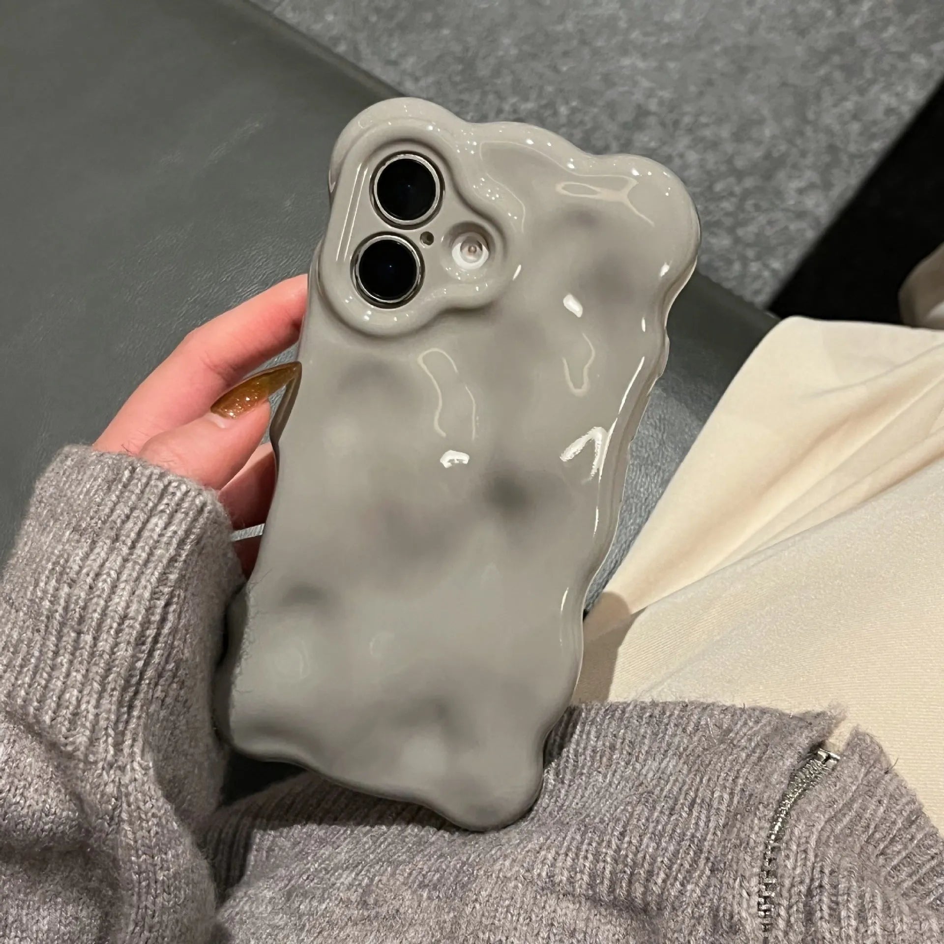 Cold style gray bubble shell TPU phone case for iPhone with anti-fall feature