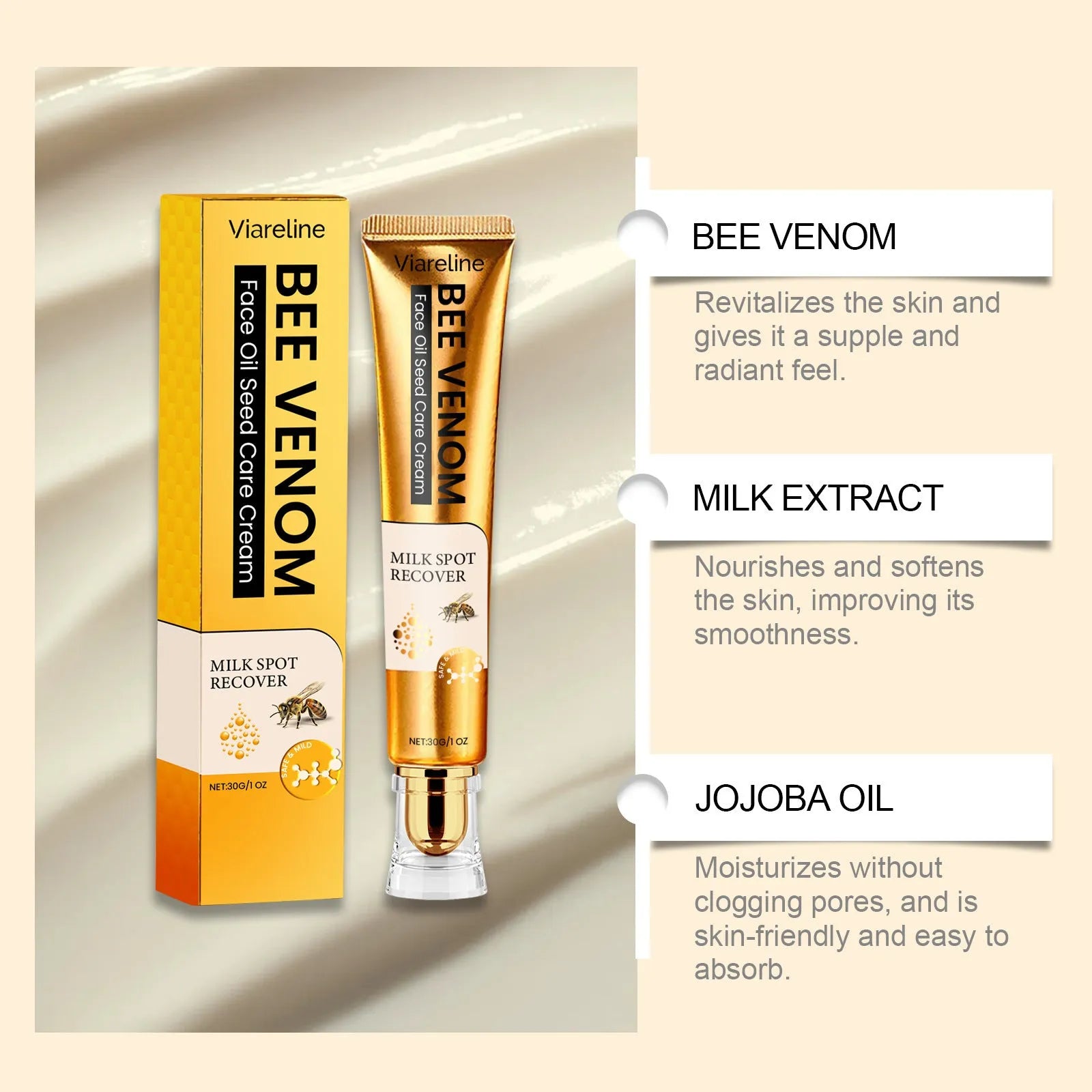 30g jar of facial and neck hydrating cream with glycerin, mineral oil, and botanical extracts