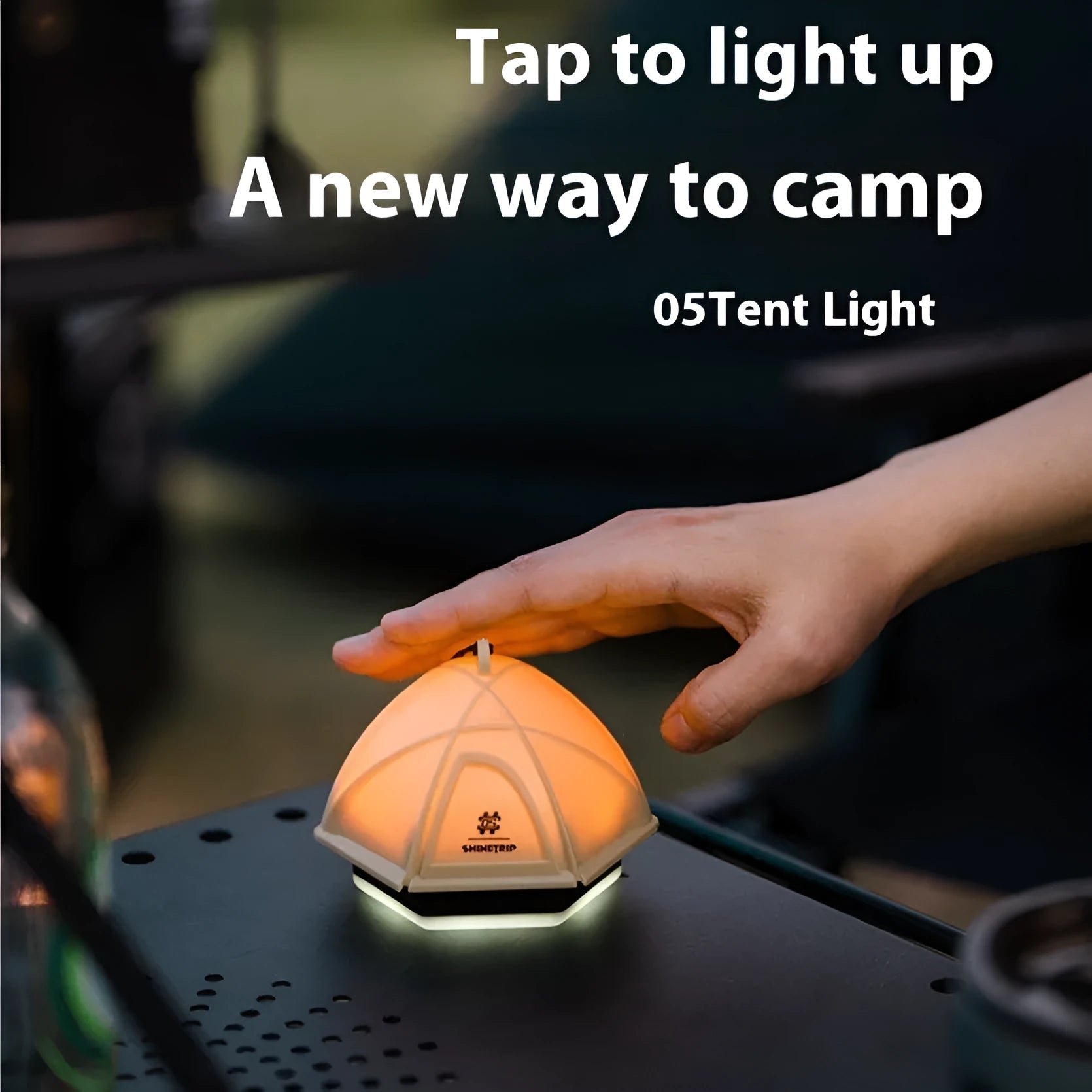 Analog brightness adjustment camping light with IPX4 waterproof rating in dark green colour