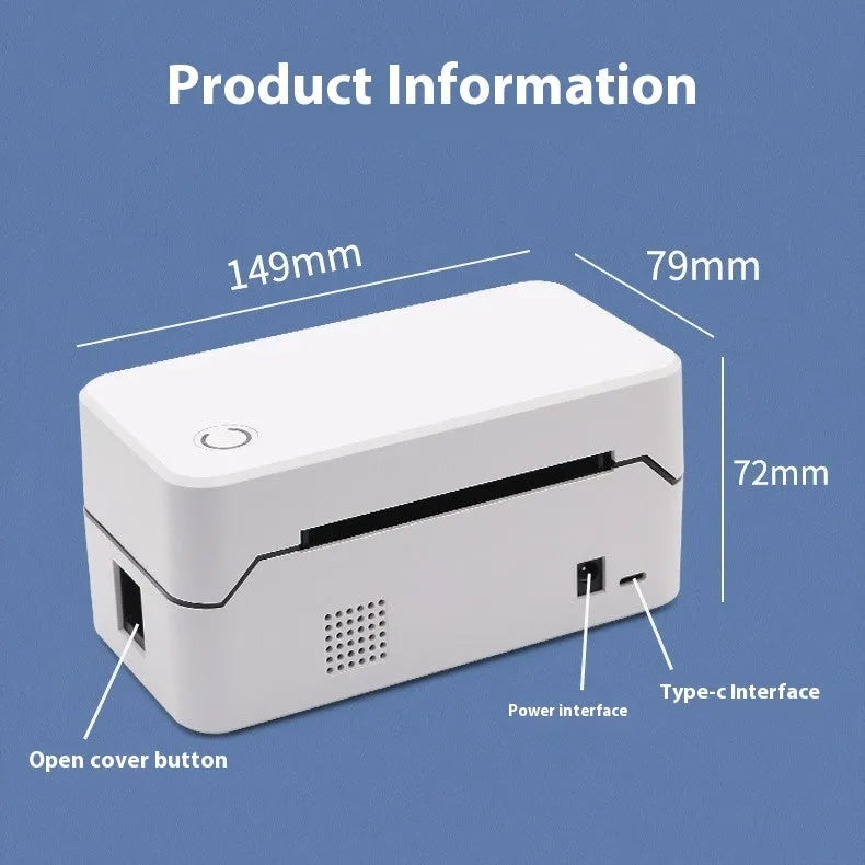Thermal Express TDL401H compact thermal printer with Bluetooth and USB ports