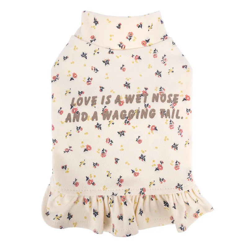 Light purple floral dog undershirt skirt for small breeds on white background
