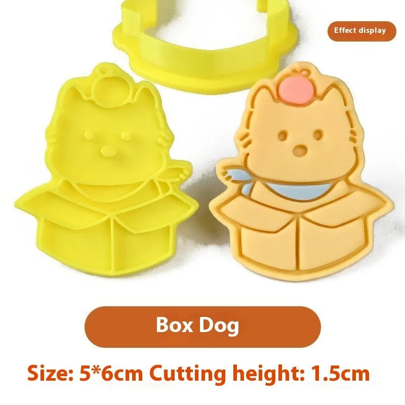 Three-dimensional puppy cartoon biscuit mould with birthday hat design for baking dog-themed cookies