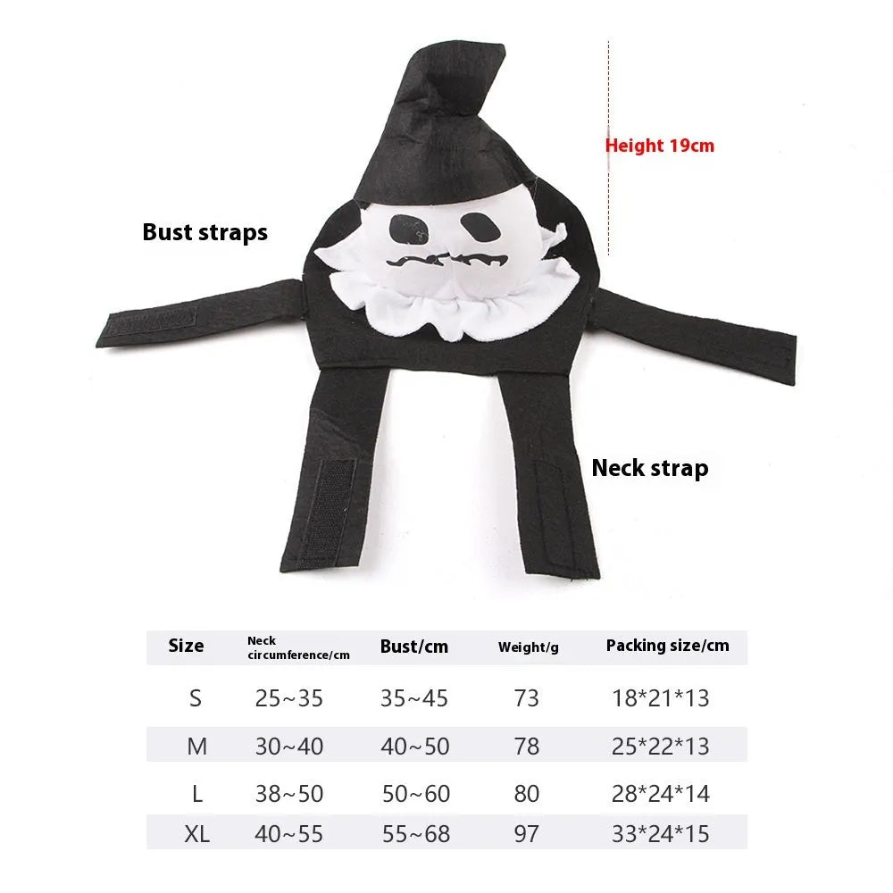 Dog wearing Halloween costume with ghost or pumpkin ghost design in PP cotton fabric