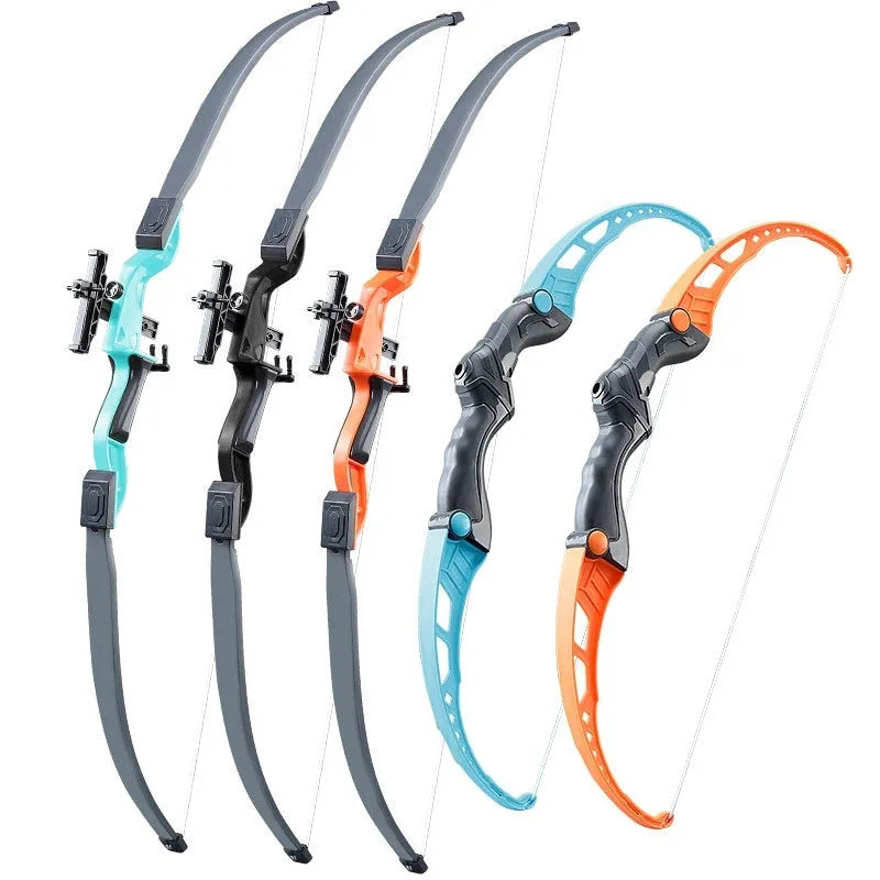 Children's plastic bow and arrow set in orange with target and arrows for outdoor play