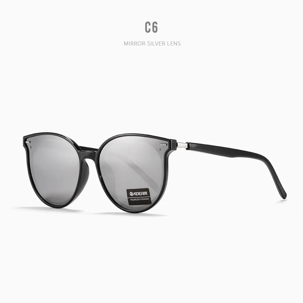 Cat eye large frame polarized UV protection sun glasses for women in colour options C1 to C6