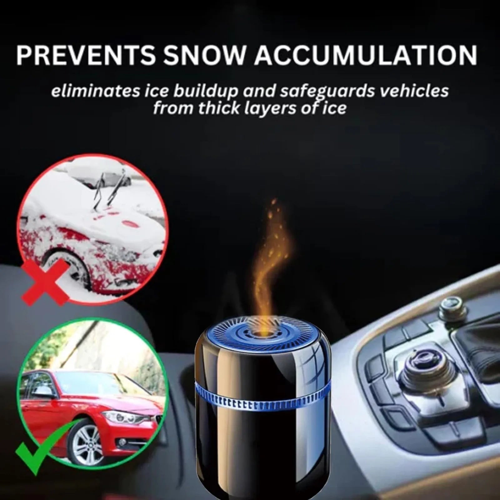 Compact handheld car windscreen defroster tool for melting ice and snow
