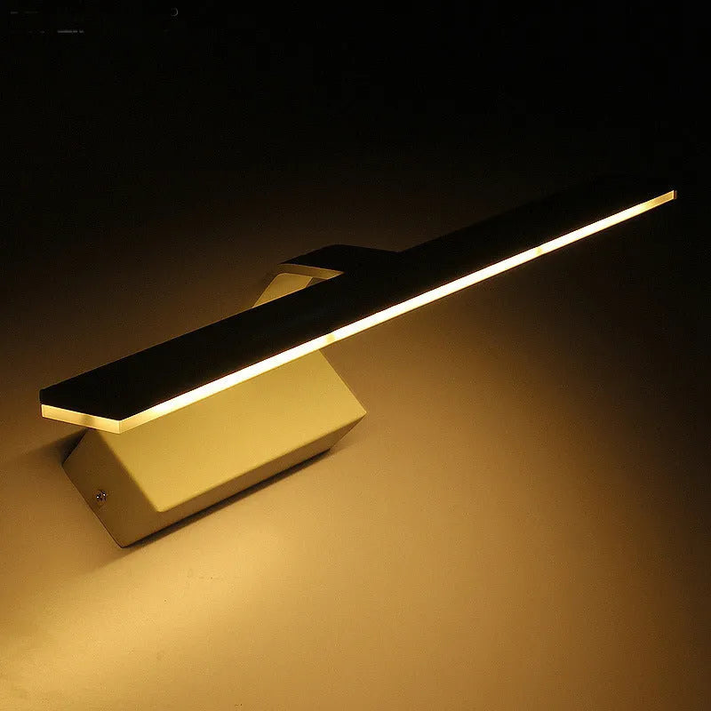 White LED bathroom mirror headlight bar mounted above a mirror, showing slim 175mm profile and even illumination.