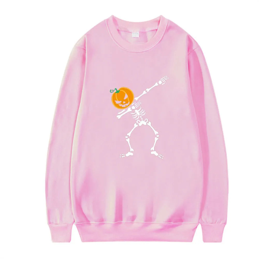 Women's printed cotton crew neck long sleeve top in multiple colours on a size chart.