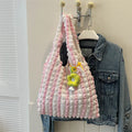 Soft pleated polyester women's crossbody bag in square shape with detachable pendant.
