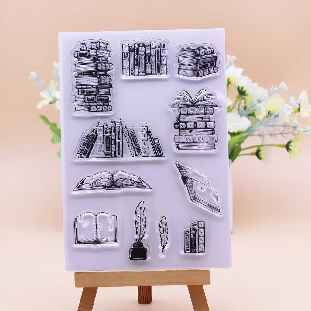 Transparent silicone stamp with adhesive backing measuring 11cm by 16cm for paper craft