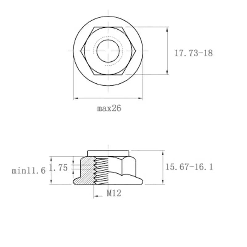 304 stainless steel flange nylon locking nut with hexagonal flats and integrated flange base, shown in metric sizes M3 to M16