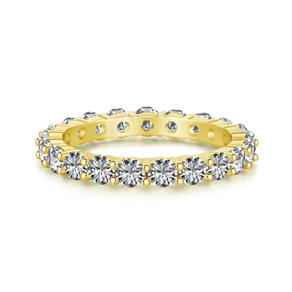 S925 sterling silver ring with round geometric design in platinum white diamond finish