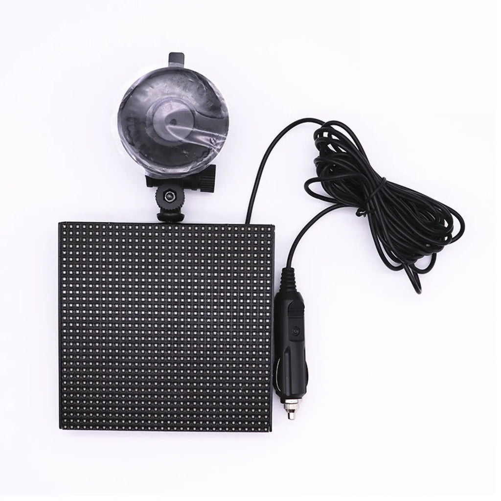 32x32 Bluetooth LED car display screen with aluminium frame showing RGB graphic.