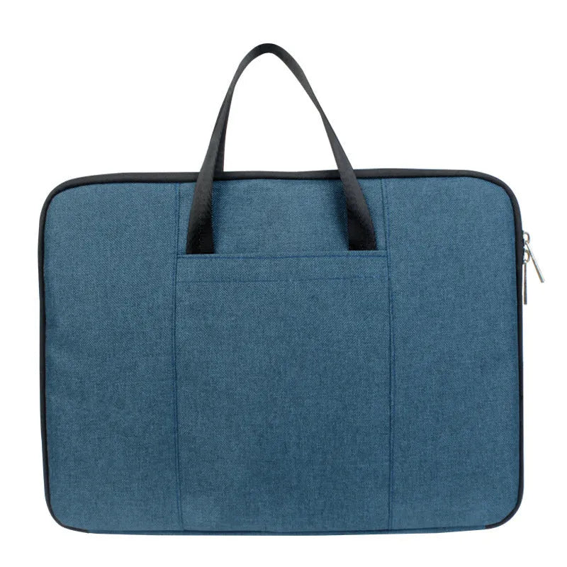 13.3 inch Oxford cloth laptop sleeve in light grey with zipper closure and soft handle on white background