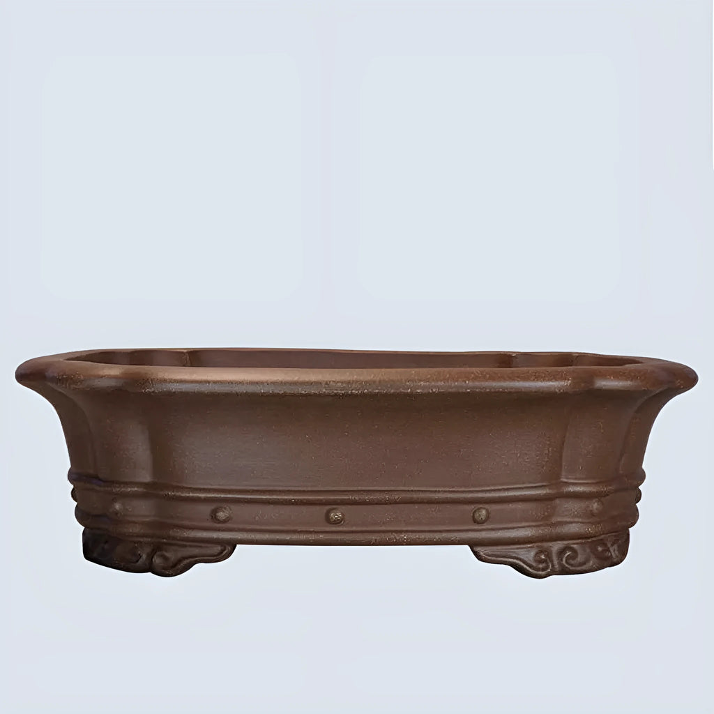 Purple sand handmade rectangular antique begonia flower pot for desktop plants.