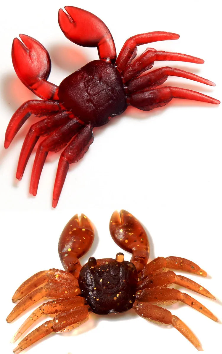 8cm PVC soft crab fishing lure in red and brown colour options for sea and freshwater fishing
