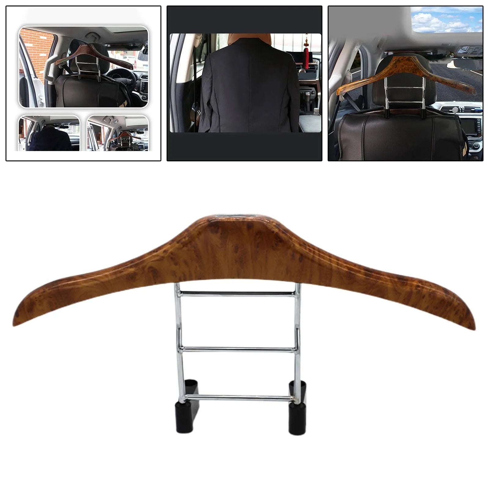 Wood yellow stainless steel car clothes hanger with 46.5cm by 23cm foldable design