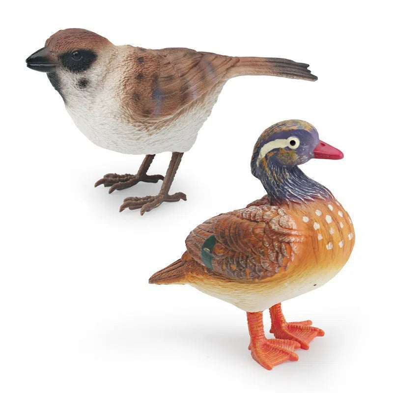 Handmade PVC mandarin duck and sparrow figurine for bonsai, garden, and home decoration