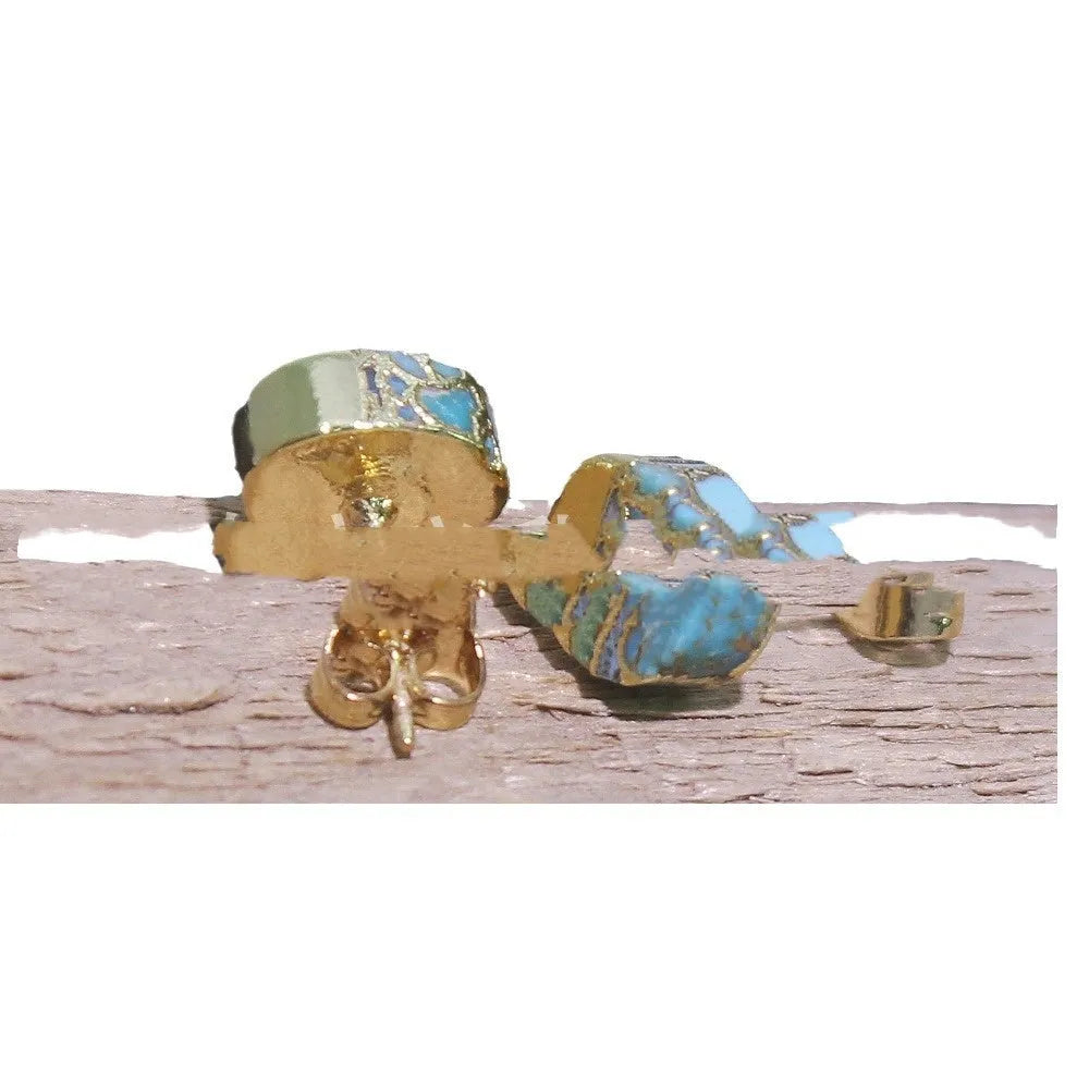 Natural stone bohemian style stud earrings with irregular shape and simple design