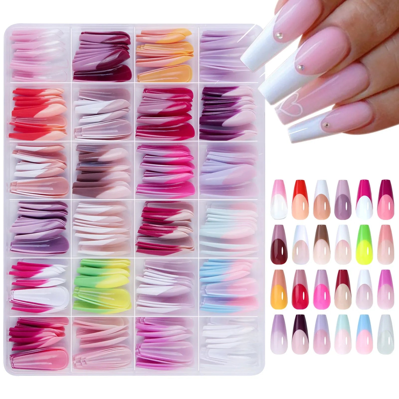 French wear removable nail stickers box with 288 seamless pieces for home manicures