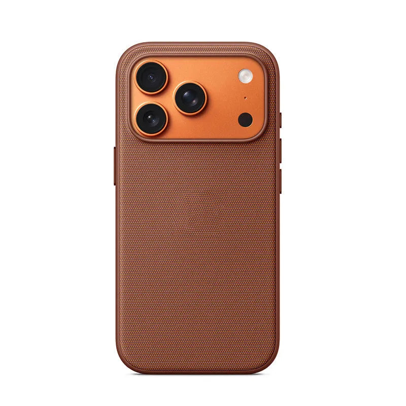 Woven cloth pattern phone case with magnetic suction and animation protective sleeve for iPhone 17 series in black, blue, brown, green or purple