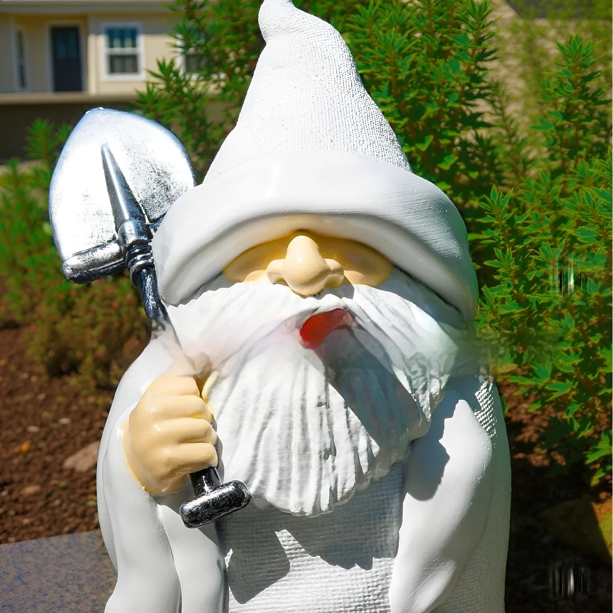 Christmas resin craft ornament showing Smoking Shovel Dwarf design for holiday decoration