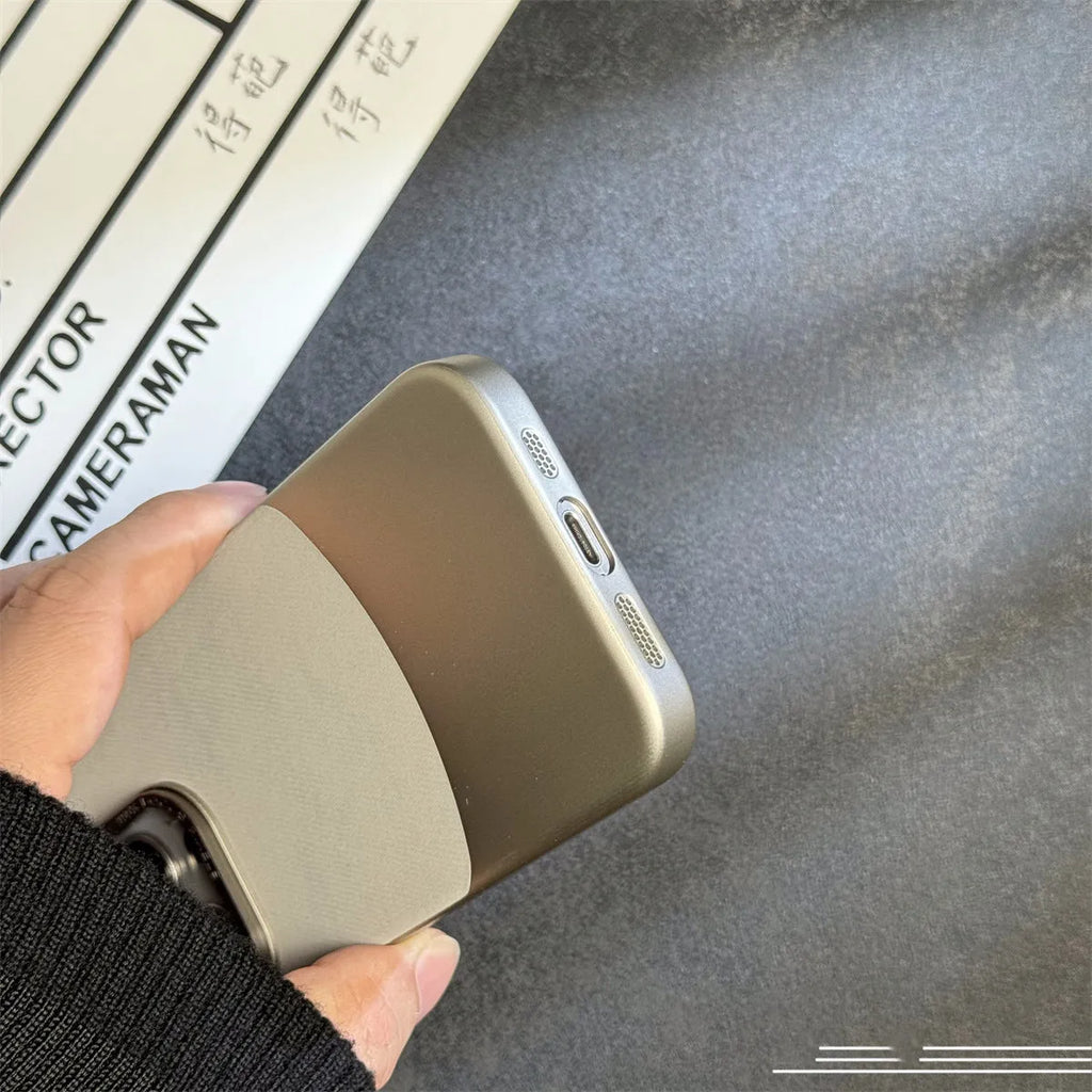 Electroplated PC phone case for iPhone 15 Pro Max in colour-matched finish with flannel fabric texture