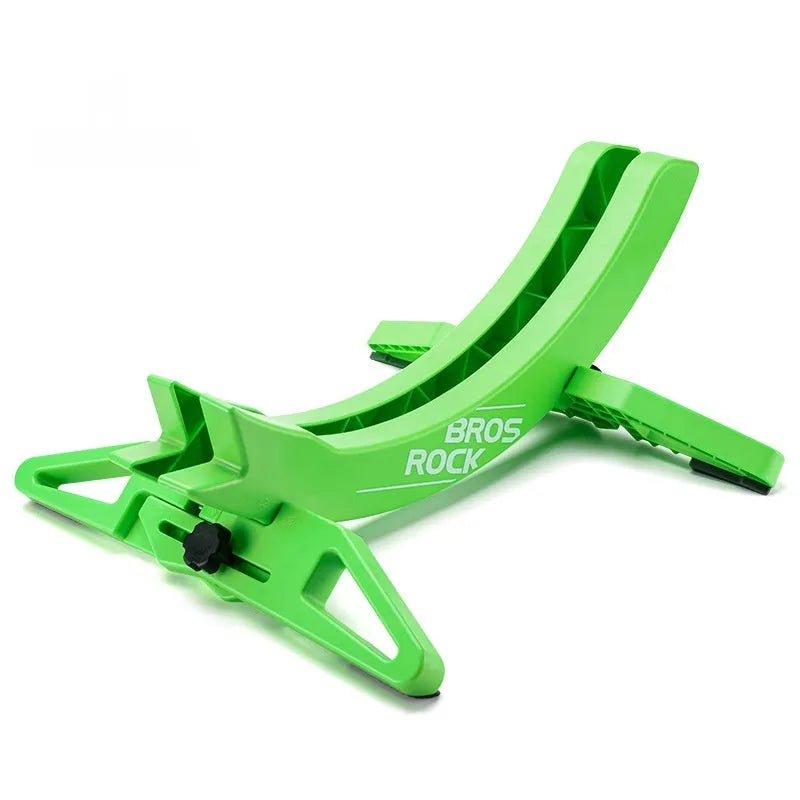 Black and green ABS plastic bicycle parking rack holder for road and mountain bikes
