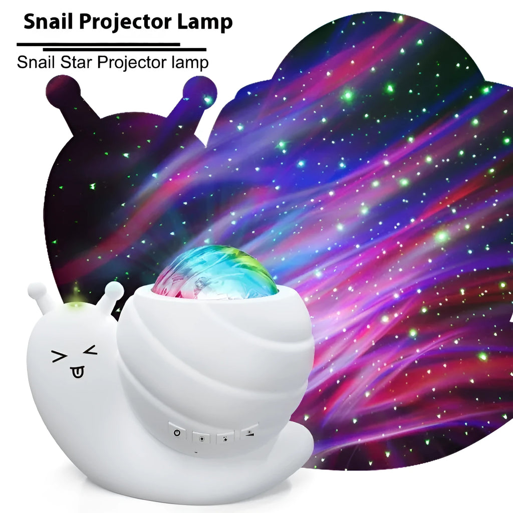 Snail-shaped starry sky projection lamp with remote control in blue colour