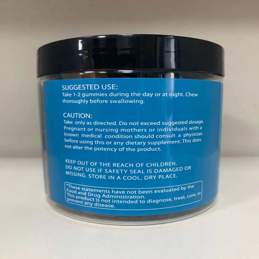 Bottle of raspberry-flavoured creatine monohydrate gummy supplements containing 120 tablets