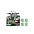 Four round anti-marten deterrent balls with natural ingredient formula for vehicle protection.