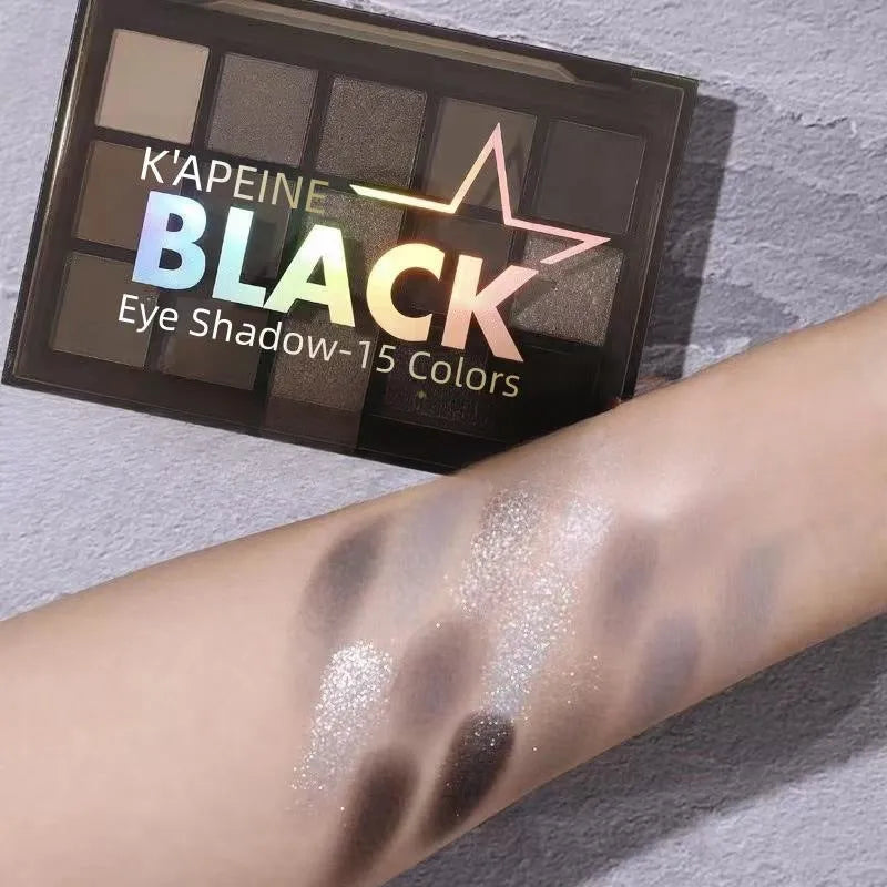 15-colour night elf eye shadow palette showing brown and blue shades for smoky makeup