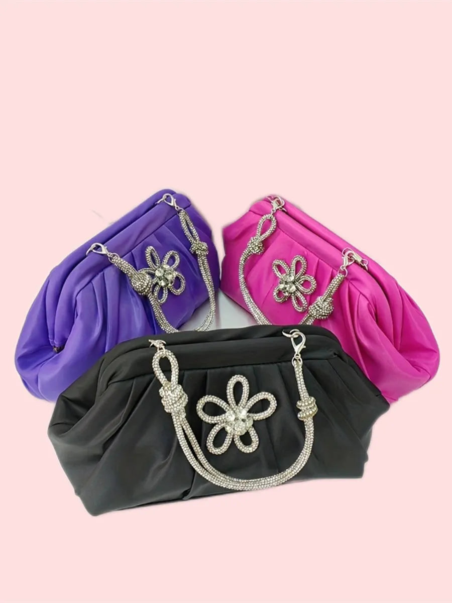 Women's soft polyester large-capacity shoulder messenger bag in shell shape with chain strap.