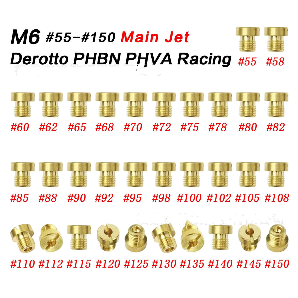 Brass carburettor main jet with M6 thread for Derotto PHBN PHVA models