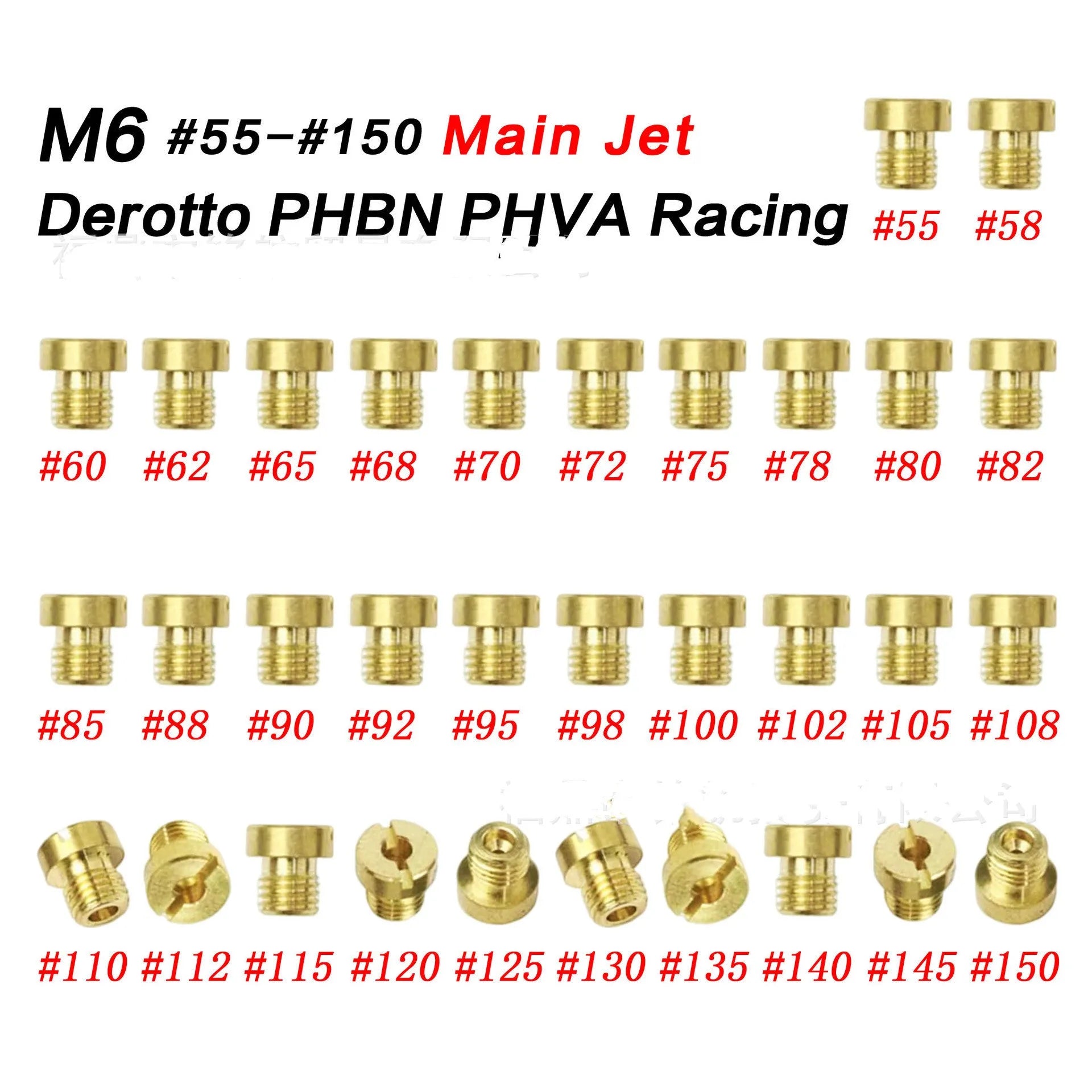 Brass carburettor main jet with M6 thread for Derotto PHBN PHVA models