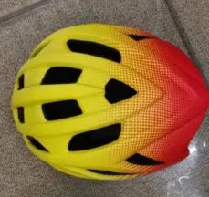 ZH*002 orange In-Mold cycling helmet for road and mountain biking, showing 16 ventilation holes.