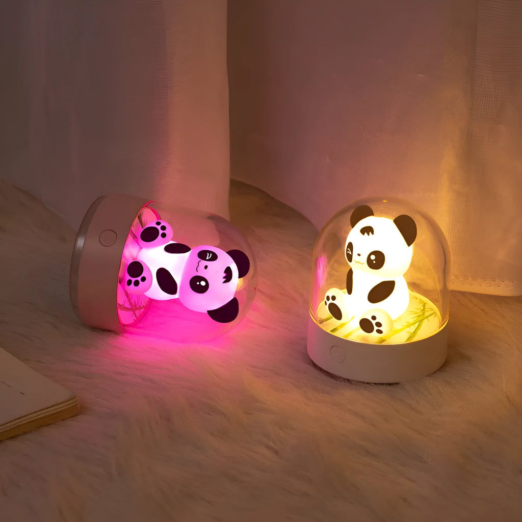 3D panda car shaped USB LED table lamp in white with colourful light modes and aromatherapy cotton pad