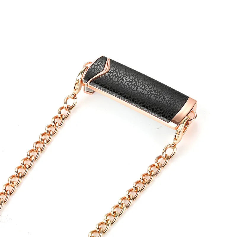 Metal rear panel phone lanyard in Far Peak Blue with slim profile on white background
