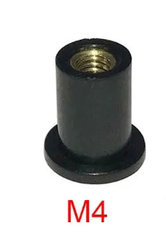 Motorcycle windshield rubber brass nut fasteners in M4 M5 M6 sizes, 10-piece set