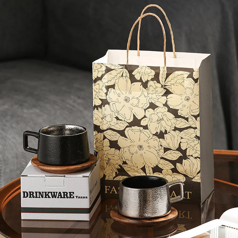 Gold-plated gift box and tumbler coffee cup set with 250ml capacity for office gifting.
