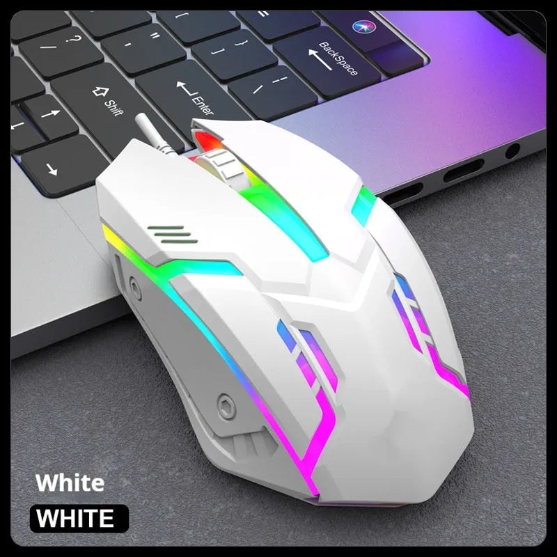 E-sports weighted wired USB mouse with photoelectric sensor, large design, black and white options