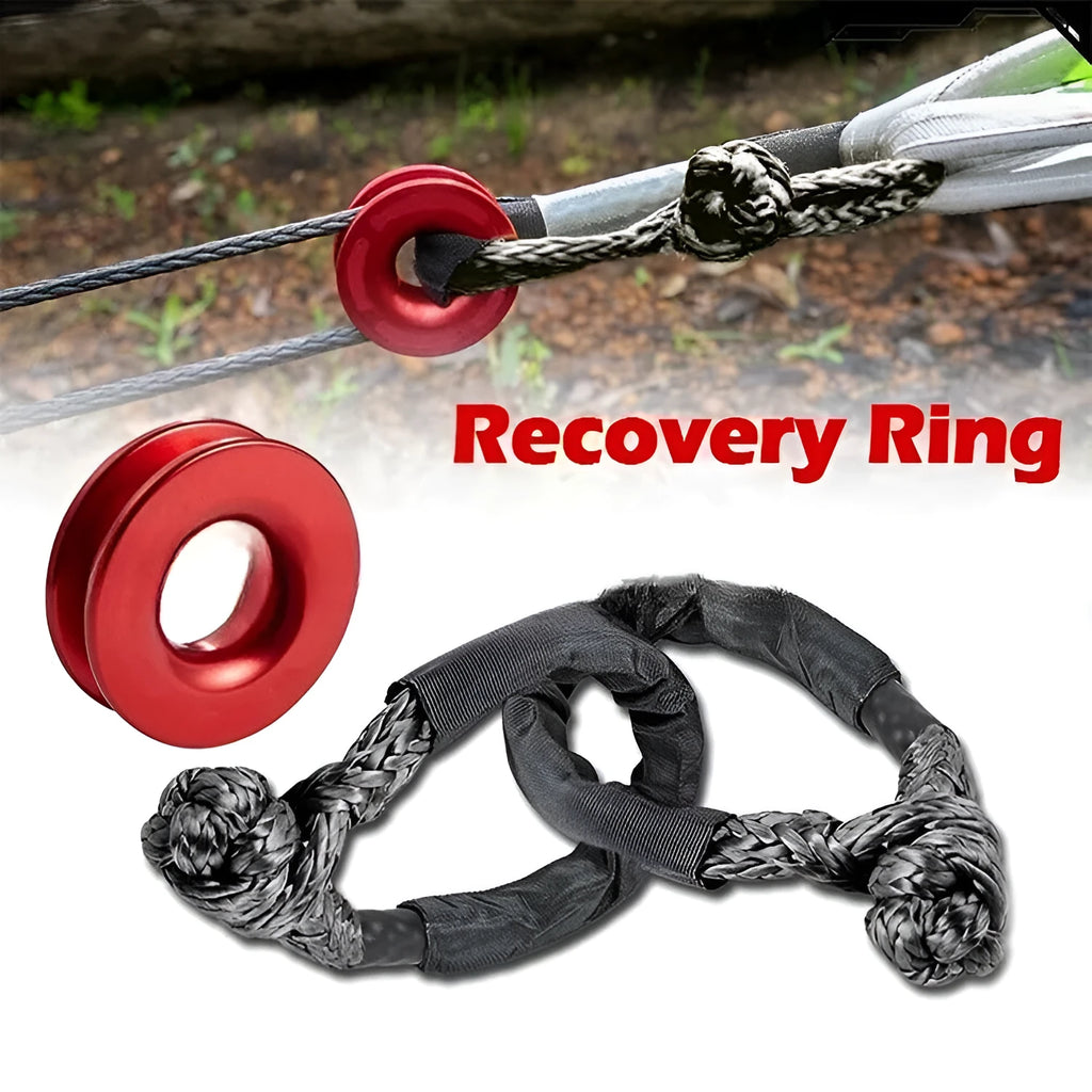 Polymer soft shackle trailer rope in multiple colours with storage bag for vehicle recovery