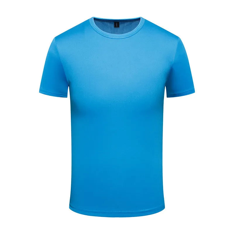 Men's solid colour Ice Silk quick-dry T-shirt in polyester fabric with short sleeves
