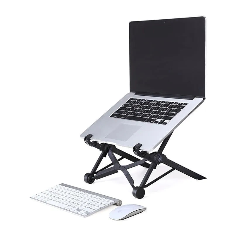 Portable folding laptop bracket stand in sagacious black colour with carrying case