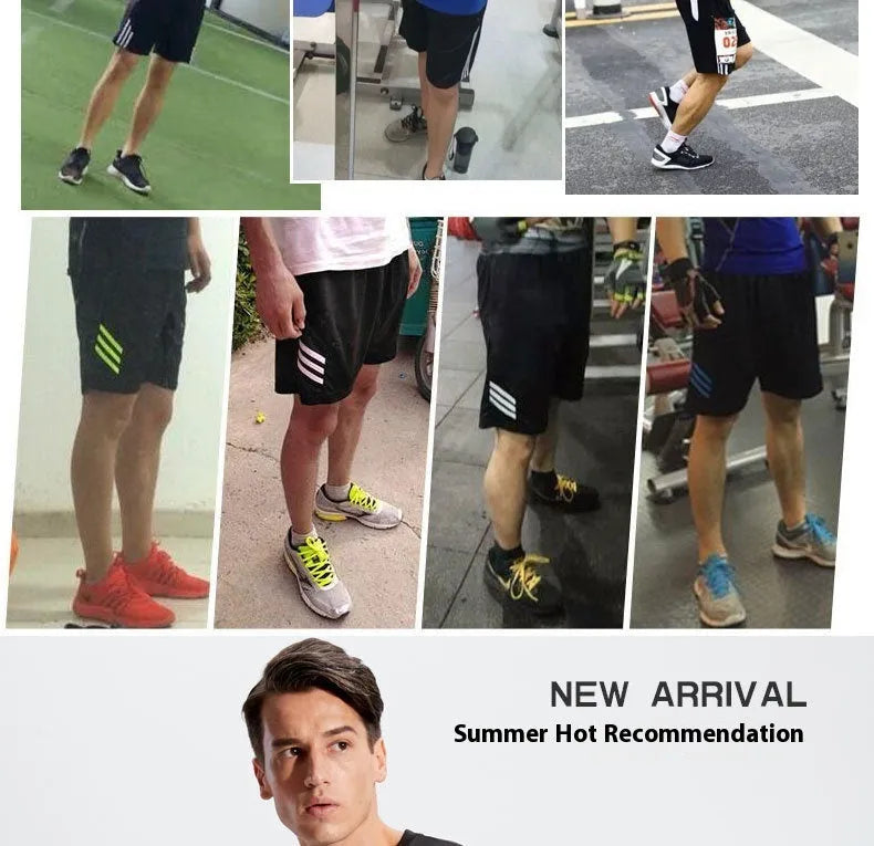 Men's loose five-point reflective running shorts in polyester for sports and leisure, multicolour option