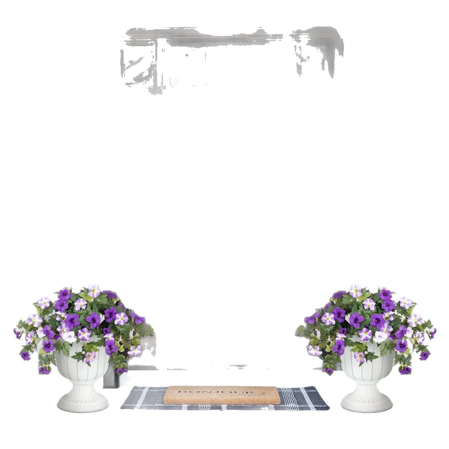 Plastic European courtyard garden container with artificial silk flower in multiple colour options