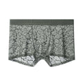 Men's thin lace leopard jacquard underwear in nylon, shown in one of five colours including matcha green.