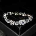 Women's geometric zircon bracelet, copper and white gold plated, 16+3cm or 18cm