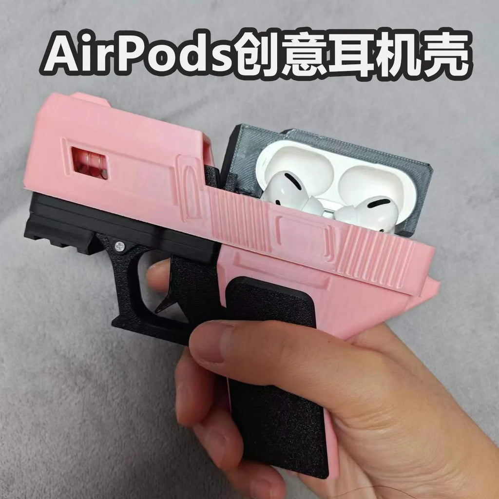 3D printed automatic bounce cover earphone case for Apple AirPods in cool black, PC material, detachable protective shell