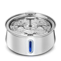 4L stainless steel pet water dispenser with window, double outlet and USB pump for dogs and cats